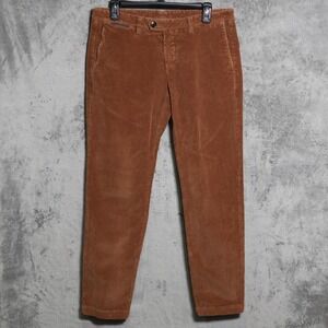 Eleventy Pants Mens 33x29 Brown Corduroy Slim Tapered Chino Made In Italy